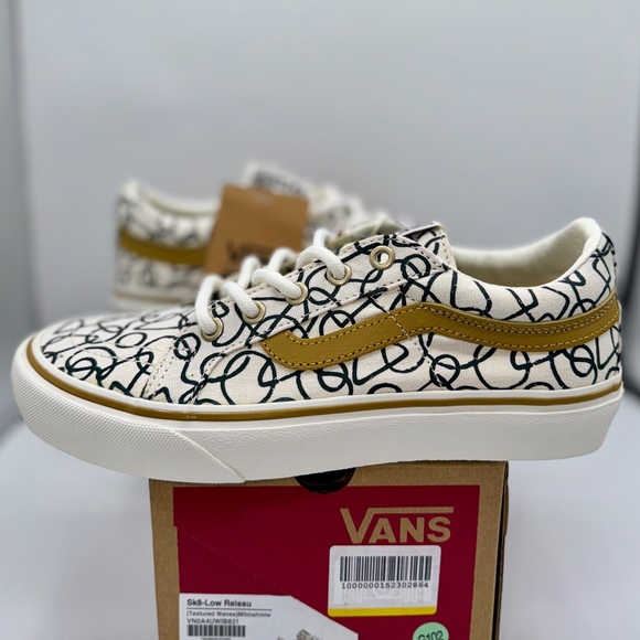 NWT Vans Sk8 Low Reissue Sneakers Textured Waves / Marshmallow Shoes Skate NEW - Picture 2 of 16